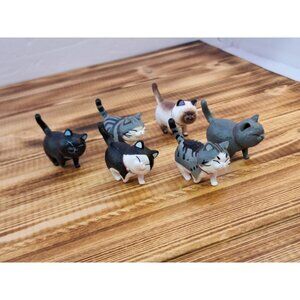 6 pcs Toy Fat Cat Figurine Mini Kitten Gift Decoration cake topper Balls Fun Lot